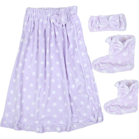 Peignoir Serviette De Bain - Microfibre - Pour Spa Douche Sauna - Avec Bande Pour Cheveux Et Chaussons - 1 Pièce (1/5)