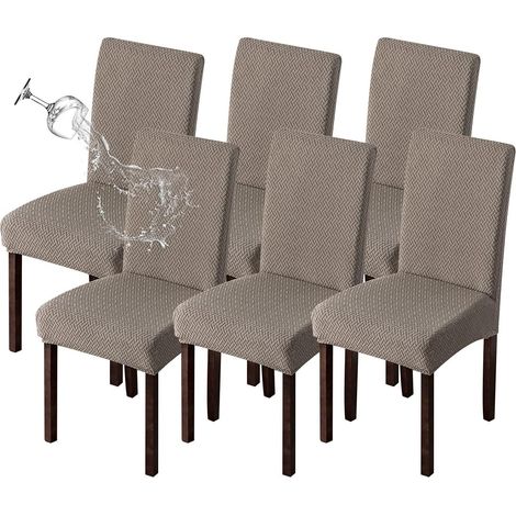 Extensible Etanche Jacquard Salle à Manger Chaise Couvre Décor à La Maison, Housses De Chaise pour Salle à Manger Chaises Restaurant Hôtel Cérémonie(Taupe,6 Pièces) (1/5)