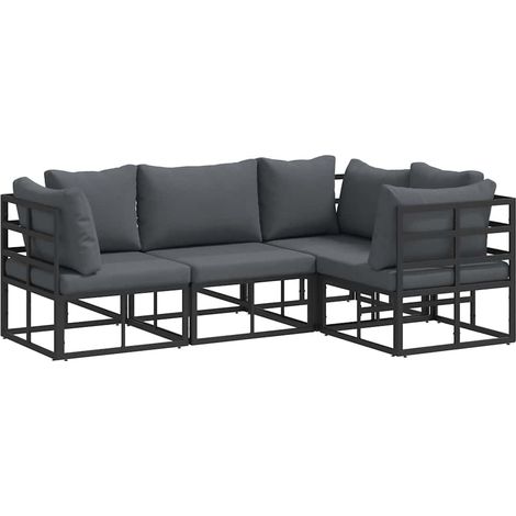 Maison Exclusive - Set Divano da Giardino con cuscino 4 pcs Nero Alluminio