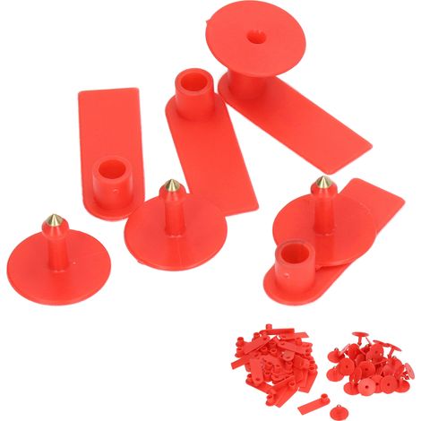 Étiquettes auriculaires vierges pour bétail, inscriptibles à la main, pour prévenir la perte de poils, pour porcs, bovins et ovins, rouges, lot de 100 (1/5)