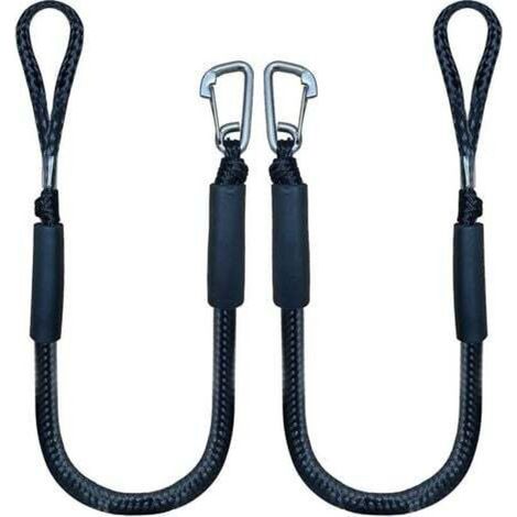 Bungee Dock Line avec crochet corde d'amarrage noire pour bateau 4 pieds paquet de 2 et noir (1/2)
