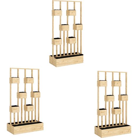 3er-Set hochbeet mit Rankgitter Körbe, Holz Pflanzkasten Pflanzkübel Blumenkasten, 90 x 45 x 170 cm