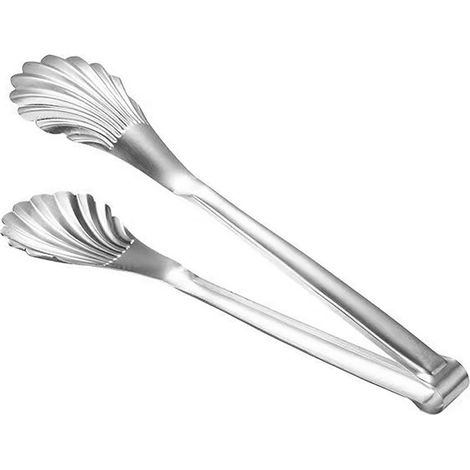 Pince de cuisine multifonctionnelle en acier inoxydable résistant à la chaleur, en forme de coquillage, pour la cuisson, les grillades et le service 304 (28 cm/11,0 po) (1/5)