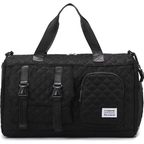 Sac de voyage grande capacité, bagage cabine léger pour la salle de sport, les courts séjours et les voyages d'affaires, compatible avec les poignées de trolley, sac de maternité noir - 46 x 26 x 22 c (1/5)