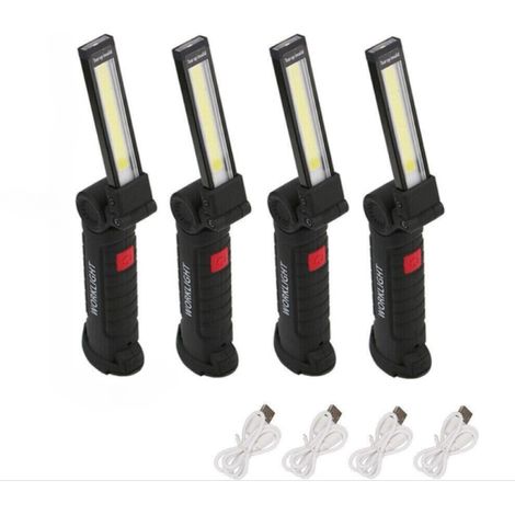 Lampe De Travail Led Cob - Rechargeable Par Usb - Avec Aimant Et Crochet - 5 Modes D'éclairage - Pour Atelier Voiture (1/5)