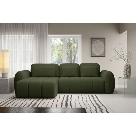 Ecksofa Schlafsofa Sofa CARIA in Stoff Quelle Grün Ottomane Links (1/4)