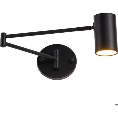 LED Applique Murale avec Bras Articulé – Noir – Orientable Lampe de Lecture pour salon – Applique Murale Réglable Pliante (1/5)