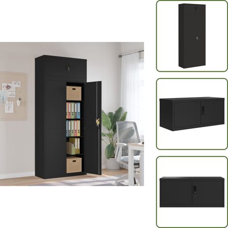 The Living Store Aktenschrank Schwarz 90x40x220 cm Stahl - Schrank (1/5)