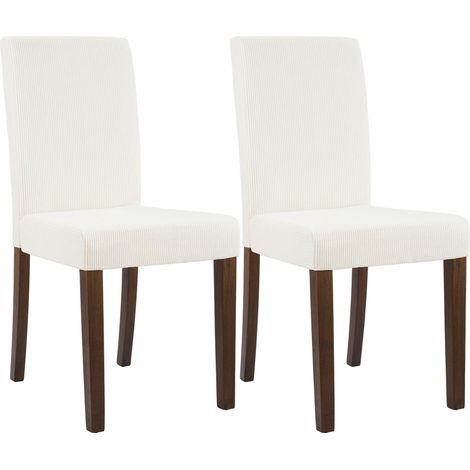 Juego de 2 sillas de comedor Ina de pana Crema Antiguo oscuro
