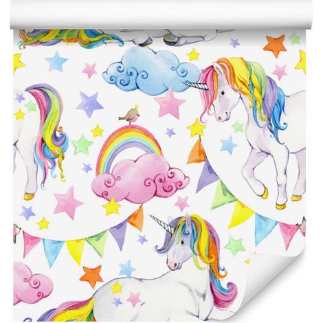 Papier peint Licornes Arc-en-ciel pour salon et chambre 50x1000 cm (1/5)