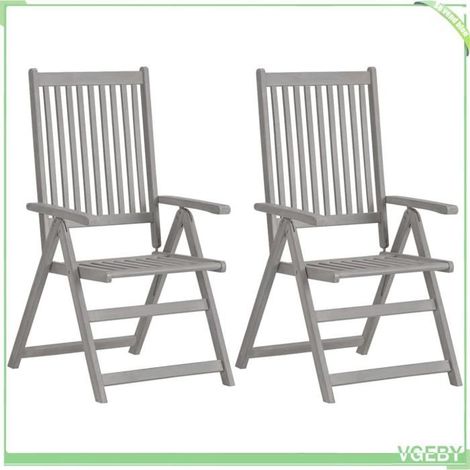 3064708 Chaises inclinables de jardin lot de 2 et coussins Bois acacia (1/5)