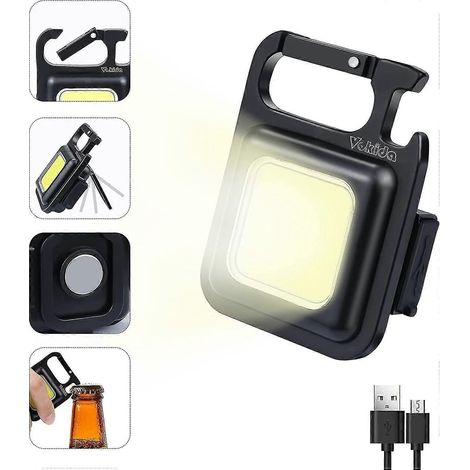 Lampe de travail LED portable rechargeable, lampe torche LED de poche à base magnétique, projecteur pour camping, garage, etc.