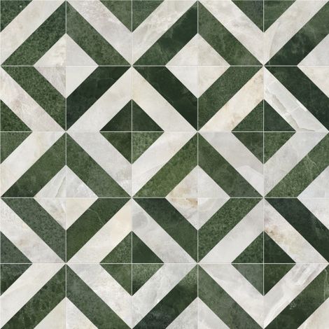 Décoweb – Sol PVC en rouleau – Losanges marbre blanc et vert – 1m x 5m – Éco-conçu 100% recyclable – Résistance au glissement R10 (1/5)