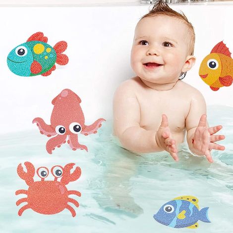 9 pièces baignoire antidérapante baignoire antidérapante baignoire autocollant antidérapant douche vie marine salle de bains bébé douche avec grattoir (1/5)
