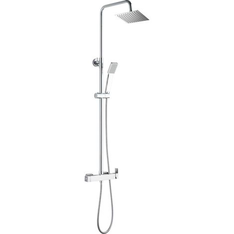 Colonne de douche équipée modèle carré avec pomme de douche 200 mm Damast 18724  Chromé