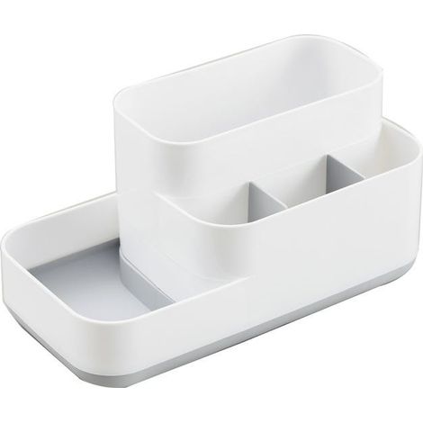 Porte-crayons en bois pour bureau, boîte de tri modulable avec séparateurs ajustables, rangement maquillage et cosmétiques, organisateur de table multifonction (1/4)