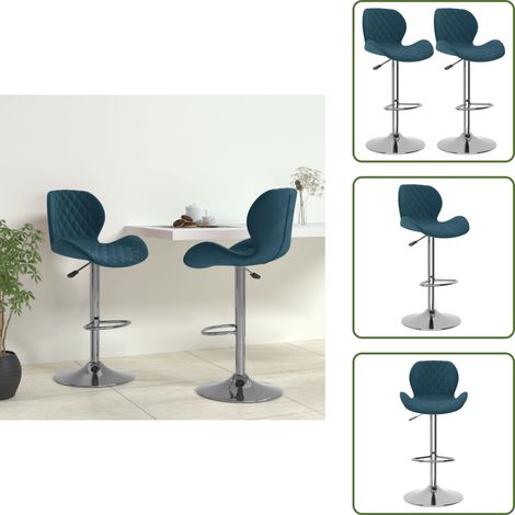 Chaise de bar en acier - vidaXL Tabourets de bar lot de 2 bleu velours - Chaise de bar en velours (1/5)
