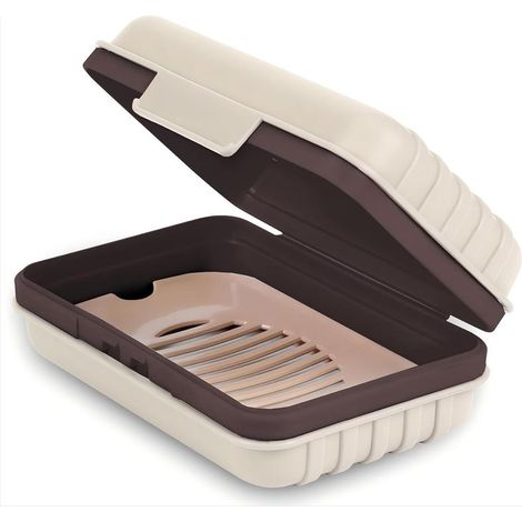 Porte-savon double couche avec couvercle et égouttoir, blanc, 127,65cm, un porte-savon, hermétique, portable, idéal pour les voyages. (1/5)