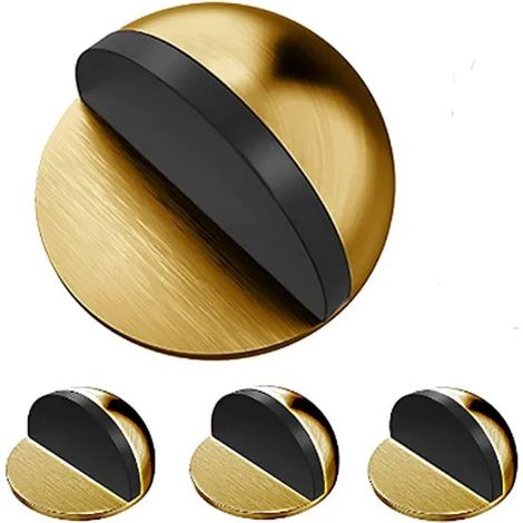 Lot de 4 butées de porte en aluminium noir, arrêt de porte mural robuste pour la maison et les bureaux (1/2)