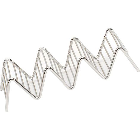 Support à tacos en acier inoxydable en forme de V, pour rouleaux de maïs, rouleaux de printemps, crêpes et autres aliments. 3 à 4 compartiments. Dimensions : 6,3 x 18,5 x 4,5 cm / 2,5 x 7,3 x 1,8 po. (1/5)