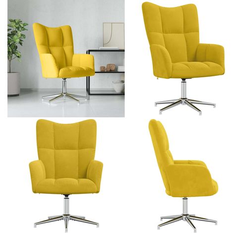 Chaise de relaxation Jaune moutarde Velours - Fauteuil Relaxant - Chaise Lounge - Chaise Confortable - Fauteuil Moderne - Design Chic - Home & Living