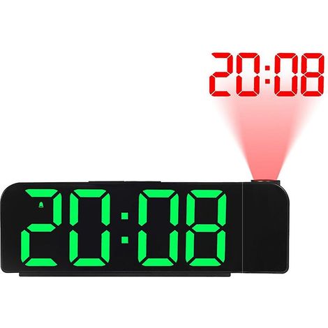 Réveil projecteur rotatif à 180° avec affichage numérique LED 12/24h et chargement USB. Projecteur de plafond. (1/5)