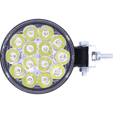 Projecteur LED 42W 14 diodes 6000K 3000LM rond étanche IP67 universel auto moto (1/5)
