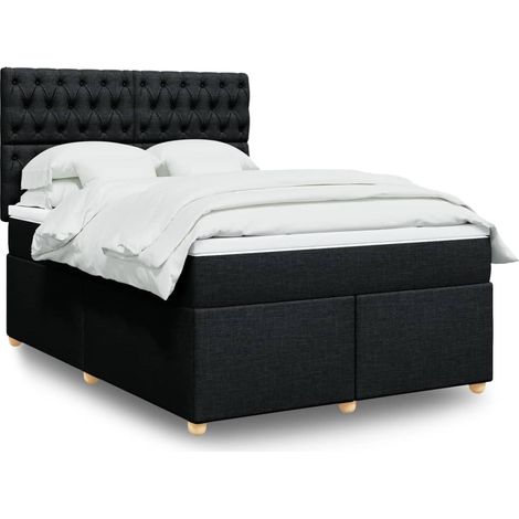 vidaXL Giroletto a Molle con Materasso Nero 140x190 cm in Tessuto (1/5)
