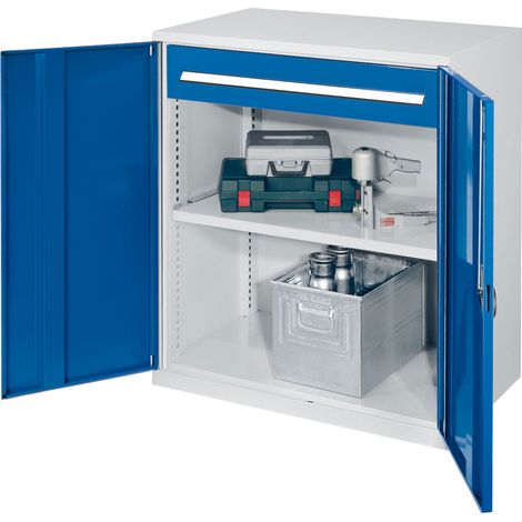 Kappes Schwerlast-Beistellschränke ohne Mitteltrennwand 1110x1000x600mm Modell 66 Vollblechtüren enzianblau