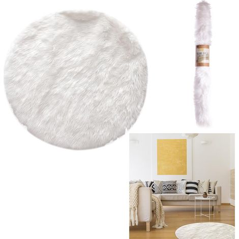 Tapis Rond - HOME DECO FACTORY - Imitation Fourrure - Blanc (1/5)