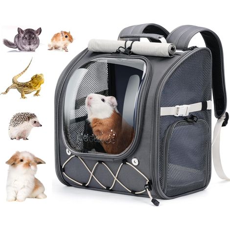 Caisse de Transport Chat, Cage Hamster, Hublot, 4kg Max, Gris (1/5)