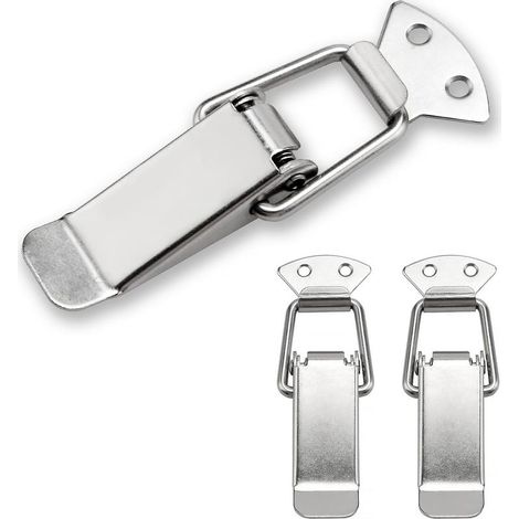 3 Pièces Fermeture a Levier Fermeture à Ressort Loquet, Loquet à Ressort Bascule 112mm, Ressort Boucle de Verrouillage pour Coffret, Tiroir, Coffre à Outil (1/5)