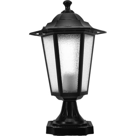Lampadaire Pilier Extérieur Hexagonal Noir Petite Taille pour Jardin et (1/5)