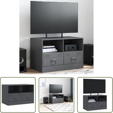 The Living Store TV-Schrank Anthrazit 67x39x44 cm Stahl - TV-Schrank - Fernsehtisch - Wohnzimmermöbel - Regal - Anthrazit (1/5)