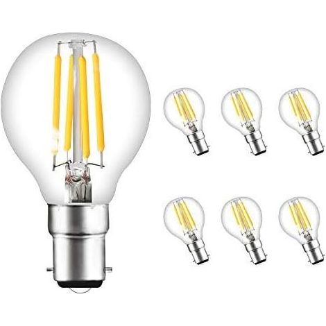 G45 B22 Ampoules LED Balle de Golf SES 4 W Equivalent à une Ampoule à Incandescence de 40 W Ampoule Vintage 2700 K à Filament Non Dimmable Lot de 6 [Classe énergétique A+] (1/5)