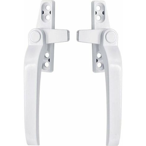 Window handles, a pair of universal white aluminum alloy window handles for right and left-hand opening with locks, childproof casement window handles (1/5)