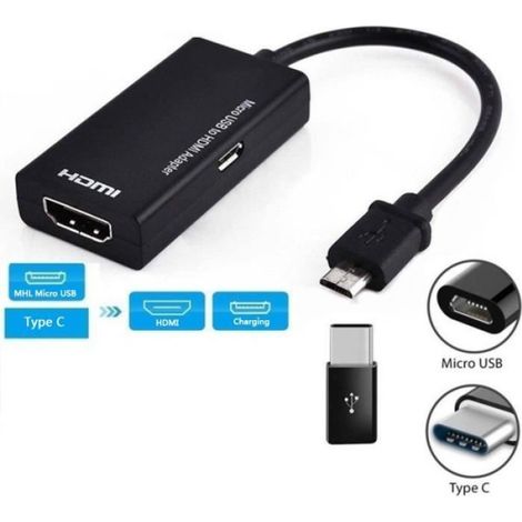 Adaptateur Micro USB Mâle vers HDMI Femelle - Type C - Résolution HD 1080P - Pour Smartphone Android - 1 Pièce (1/4)