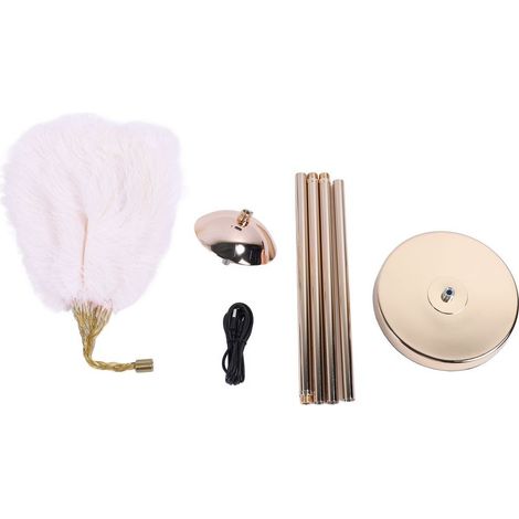 TONYSA Lampadaire Plume d'autruche Art en fer 61 pouces LED USB réglable en continu moderne décoratif debout pour chevet salon rose (1/4)