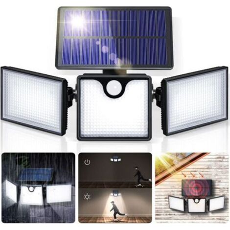 Lampe solaire d'extérieure, lampe de sécurité solaire, peut être utilisée dans les garages et les jardins, réglable à 360 degrés, applique murale étanche IP65. (1/5)