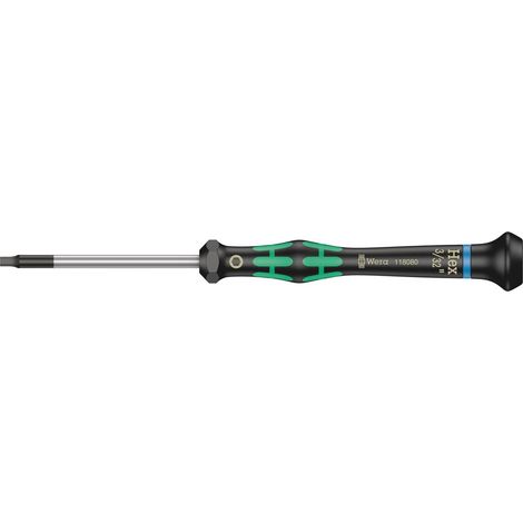 Tournevis électronicien pour vis six pans creux, Hex-Plus, 3/32 pouce x 60 mm, Noir/vert (1/5)