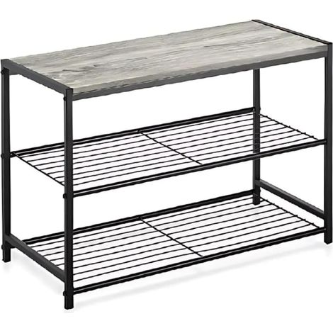 Étagère 3 Niveaux en métal et Bois 60x30x43 cm Rangement Multifonction Design (1/5)