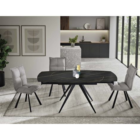 Tavolo allungabile 180 cm piano gre's porcellanato effetto marmo Nero ACHILLE (1/5)