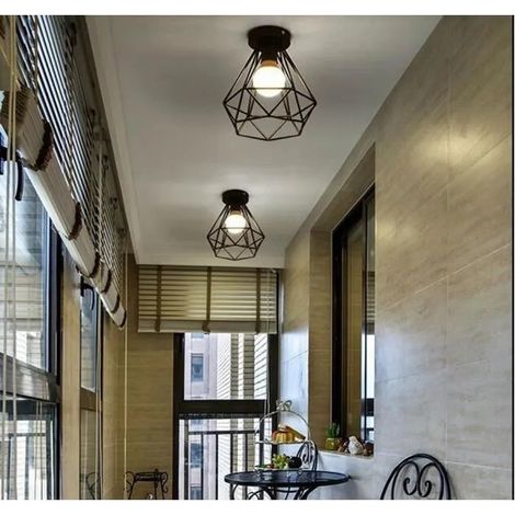 2x Plafonnier Industrielle Retro en Métal Suspension Luminaire Cage pour Salon Café Bar (1/4)