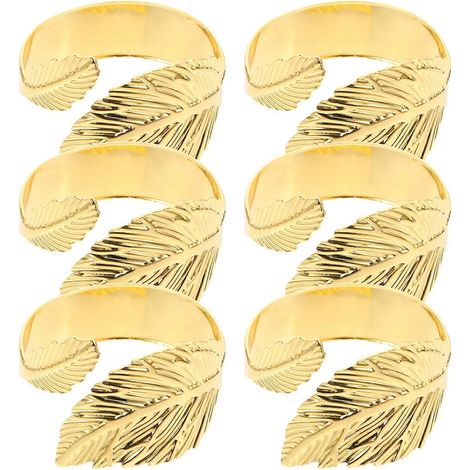 6er-Set Serviettenringe aus Metall, Tischdekoration, zarter Serviettenhalter-5X5X3CM-Golden (1/2)