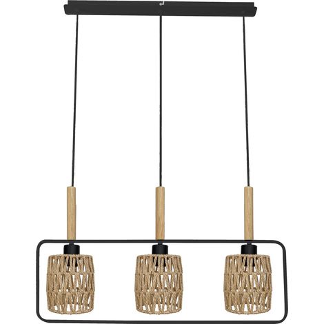 Suspension scandi noir/bois corde 3xE27 Crown Candellux (1/3)