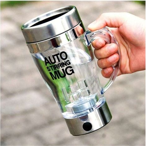 Tasse de mélange électrique 400 ml, tasse de mélange automatique en acier inoxydable, shaker électrique, tasse de mélange de café, argent 1 pièce (1/4)