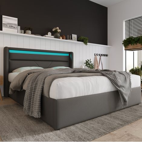 Bett Doppelbett Stauraum 140x200 Polsterbett PU OKMYHOME (1/5)