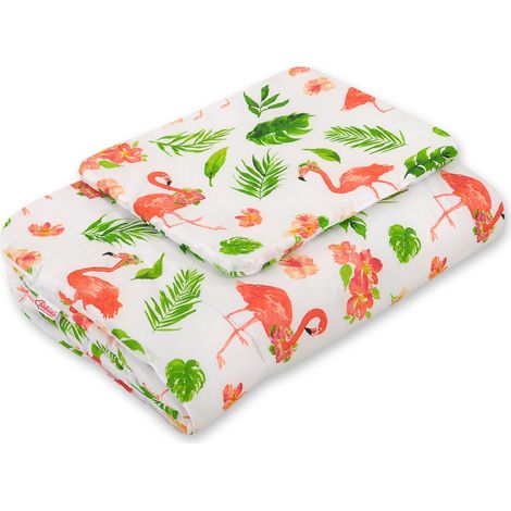 Juego de cama para bebé con relleno, 2 piezas, 75x100cm RECIÉN NACIDO - flamencos coral (1/2)