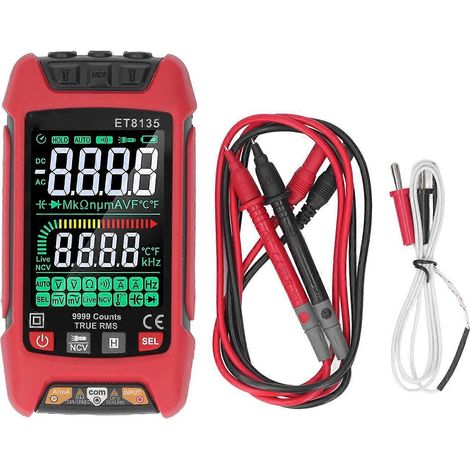 Digitales Multimeter mit 9999 Messpunkten, Farbdisplay, AC/DC-Strom-, Spannungs- und Widerstandsmessgerät mit Hintergrundbeleuchtung