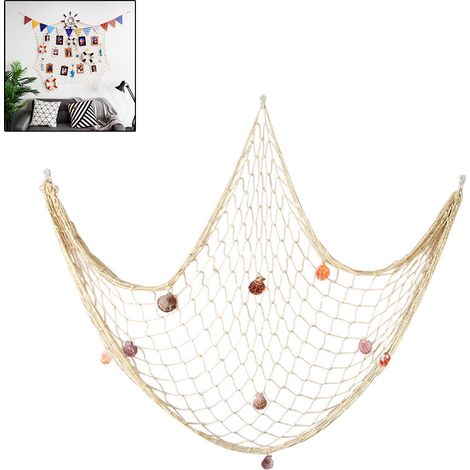 Filet de pêche décoratif mural avec coquillages, style marin, ornement suspendu pour décoration intérieure
